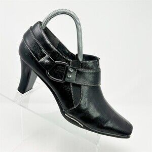 Aerosoles Women's Ankle Bootie Heels Black Side Zip Buckle Square Toe 8B